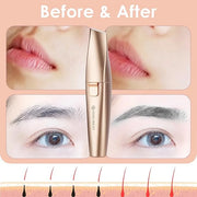 Eyebrow & Facial Trimmer: 2 in1 Rechargeable Facial Hair Removal & Eyebrow Shaver - Body Razor with Built-in LED Light (Ro...