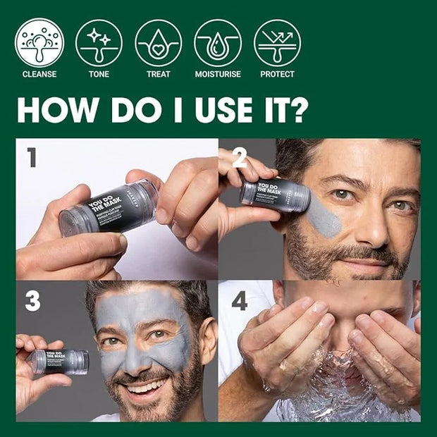 Mens Skincare Sticks Duo, Vegan Formula Including a Moisturiser Stick and Charcoal Face Mask Stick, 2-Step Skincare Kit Pe...