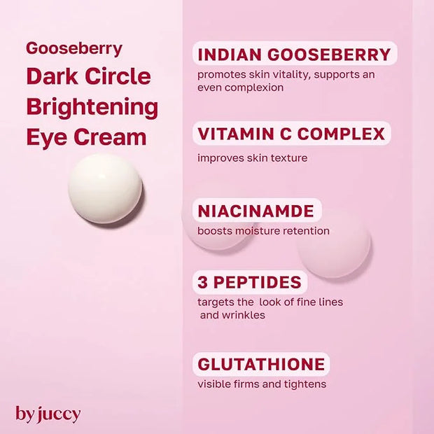 By Juccy Gooseberry Dark Circle Clarifying Eye CreamㅣFor Puffy Eye Bags, Wrinkles, Fine Lines | Vitamin C, Glutathione, Pe...