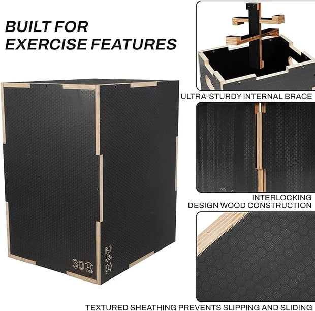3 in 1 Non-Slip Wooden Plyo Box Plyometric - Product Image