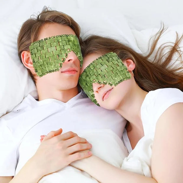 gemshan 3Pcs Jade Eye Mask and Scalp Massager Set Green Jade Stone Eye Mask Puffiness Esthetician Supplies Resin Gua Sha C...