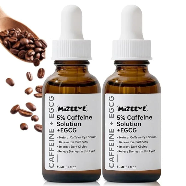 Caffeine Solution 5% + EGCG For Dark Circles & Puffiness, 2 PCS Anti Aging Caffeine Under Eye Serum For Eye Bags, Fine Lin...