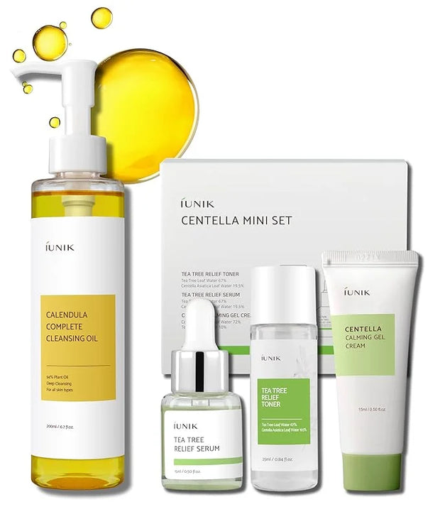 IUNIK Centella Mini Set, Travel Friendly Skincare Set, Ultra calming and hydrating for sensitive skin: Tea Tree Relief Ton...