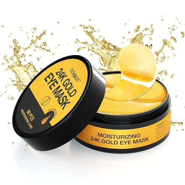 TUNBOT Under Eye Patches-24k Gold Eye Mask Pads - 60 Pieces, Collagen Hyaluronic Acid Eye Mask, Anti-Aging, Reduce Dark Ci...
