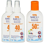 Safe Sea Anti-jellyfish Sting Protective Lotion- 2 SPF40 spray + 50 SPF kids- Hypoallergenic Jellyfish & Sea Lice Preventi...