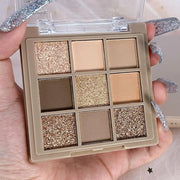 Eye Shadow Palette Makeup,9 Colors Gold Matte Shimmer Vegan Eyeshadow,Highly Pigmented Long Lasting Waterproof Naturing-Lo...