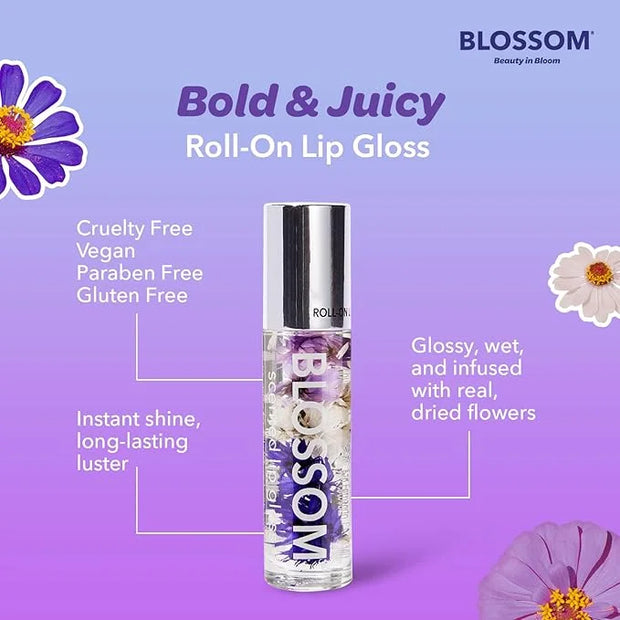 Blossom Scented Roll on Lip Gloss, Infused with Real Flowers, Made in USA, 0.40 fl oz, 2 pack, Cherry/Coconut - Product Image