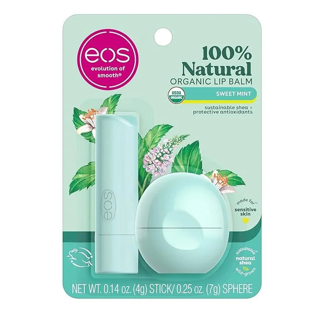 eos, 100% Natural Shea Lip Balm, Sweet Mint, 2 Pack, 0.39 oz (11 g) - Product Image