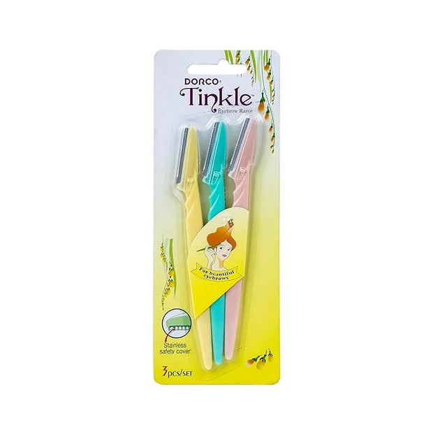 Tinkle Dermaplaning Tool 3ct, Dermaplane Razor for Women, Safe and Easy Peach Fuzz Remover, Eyebrow Trimmer with Protectiv...
