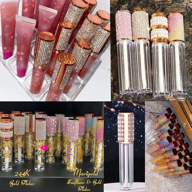 AMORIX 72pcs 5ml Diamond Lip Gloss Tubes with Wand Lipgloss Tubes Bulk Empty Rhinestone Lip Gloss Containers Bottles Cryst...