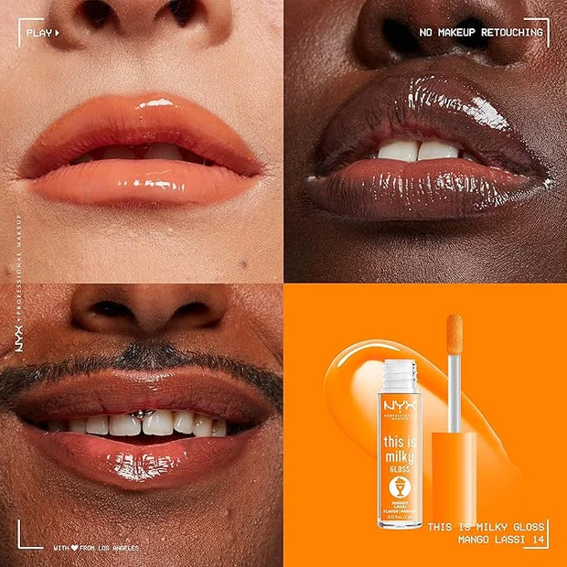 NYX PROFESSIONAL MAKEUP This Is Milky Gloss, Lip Gloss with 12 Hour Hydration, Vegan - Mango Lassi (Orange Cream) - Produc...