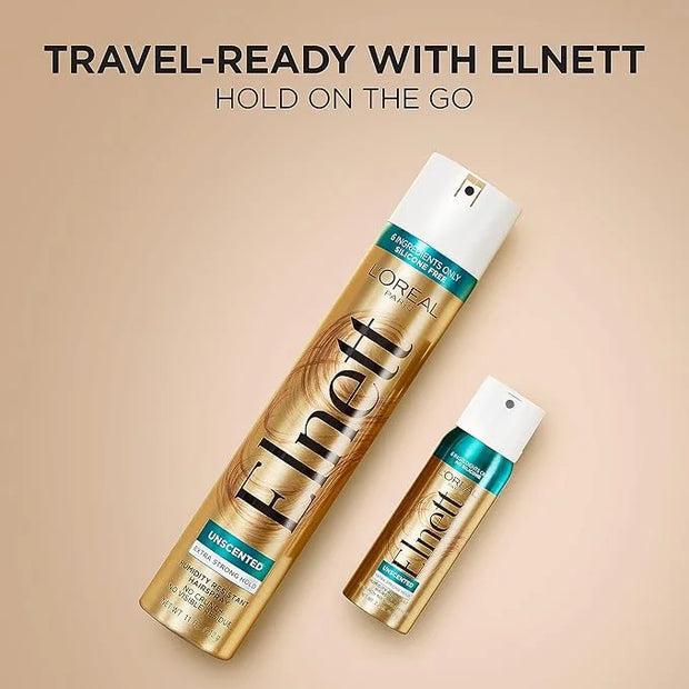 L'Oreal Paris Elnett Hair Care Elnett Satin Extra Strong Hold Hairspray - Unscented, Long Lasting + Humidity Resistant, Ha...