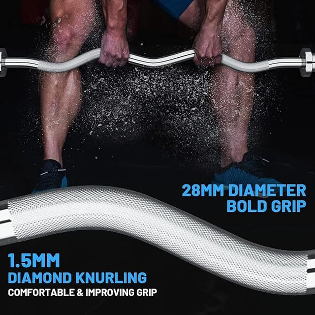 47" Olympic EZ Curl Bar 500-lbs Capacity Steel 2" Barbell - Product Image
