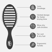 Wet Brush Speed Dry Hair Brush - Black - Vented Design and Ultra Soft HeatFlex Bristles Are Blow Dry Safe With Ergonomic H...