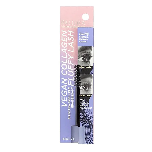 Pacifica Vegan Collagen Fluffy Lash Mascara – Black Thickening & Lengthening Mascara with Plant Fibers, Full Fluffy Lashes...