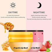 2PCS Lip Mask Overnight, Honey&Strawberry Moisturizing Exfoliator