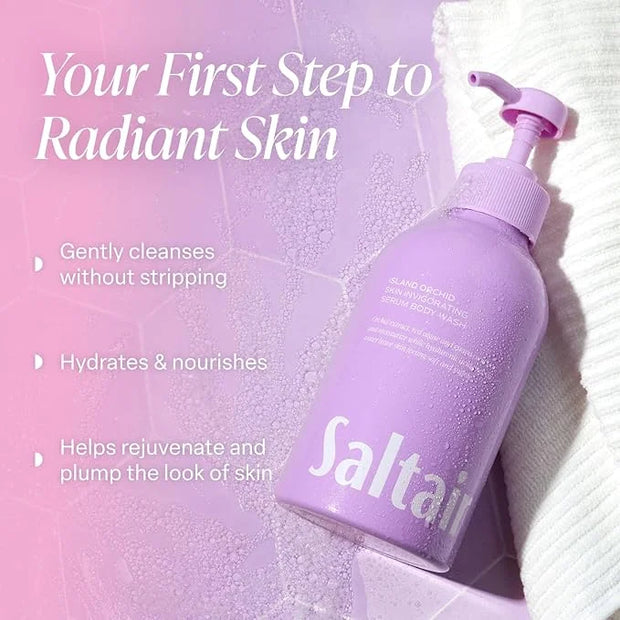 Saltair Body Wash, Island Orchid 2-Pack. Moisturizing Body Cleanser with Monoi Oil and Cupuacu Butter. Luxury Shower Gel f...