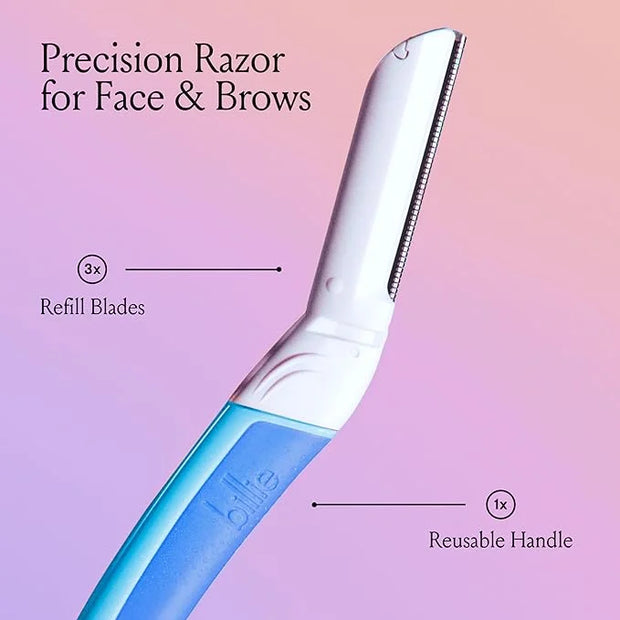 Billie - Dermaplane Starter Kit - Reusable Handle + 3 Refill Blades - Remove Facial Hair + Perfectly Shape Brows - Dermato...
