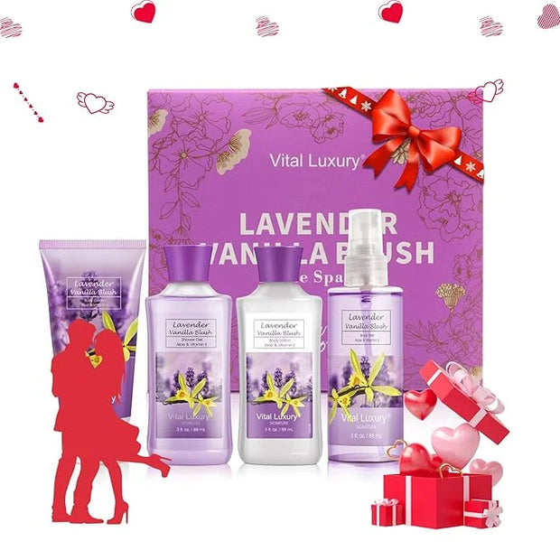 Lavender Vanilla Blush Bath & Body Kit, 3 Fl Oz, Ideal Skincare Gift Home Spa Set, Includes Body Lotion, Shower Gel, Body ...