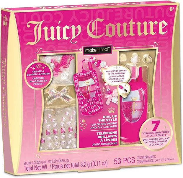 Make It Real Juicy Couture Lip Gloss Dial Up The Style Phone & DIY Lanyard - 7 Strawberry-Scented Lip Gloss Colors, Create...