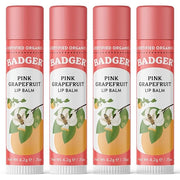 Badger Pink Grapefruit Classic Lip Balm, 100% Organic Lip Balm, Long Lasting Lip Care w/Light Silky Texture, Refreshing & ...
