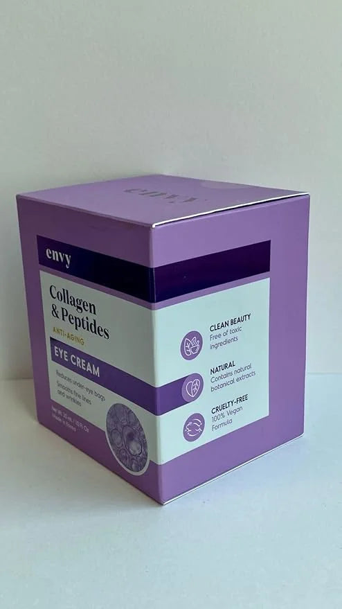 Envy Collagen & Peptides Eye Cream - Reduces Dark Circles, Puffiness & Wrinkles, Moisturizing, Anti-Aging, Rejuvenates, De...