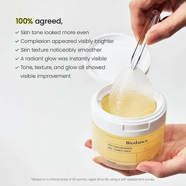 Biodance Vita Niacinamide Gel Toner Pads, Dark Spot Corrector, Evening Skin Tone, Hydrating for Sensitive Skin, Gentle Exf...