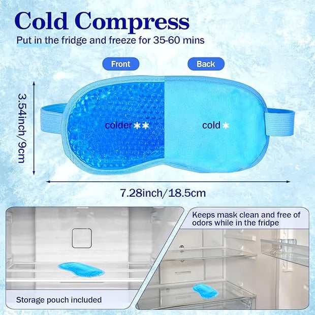 2 Pcs Cooling Eye Mask Sleeping Eyes Cooling Pads Cold Hot Gel Bead Mask Reusable Eye Ice Pack with Plush Backing Silky Ge...