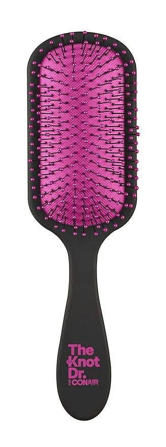 The Knot Dr. hair brush by Conair - Detangling hair brush - Removes Knots and Tangles in wet or dry hair- Black Neon w/Tra...