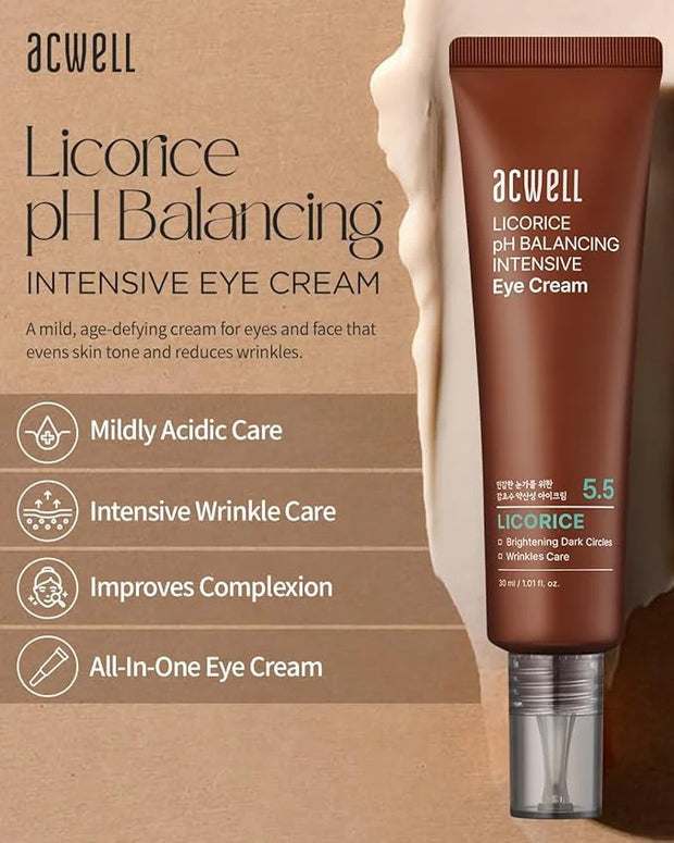 ACWELL Licorice pH Balancing Intensive Anti-Wrinkle Eye Cream 1.01 fl.oz. -For Dark Circles and Puffiness with Peptides an...