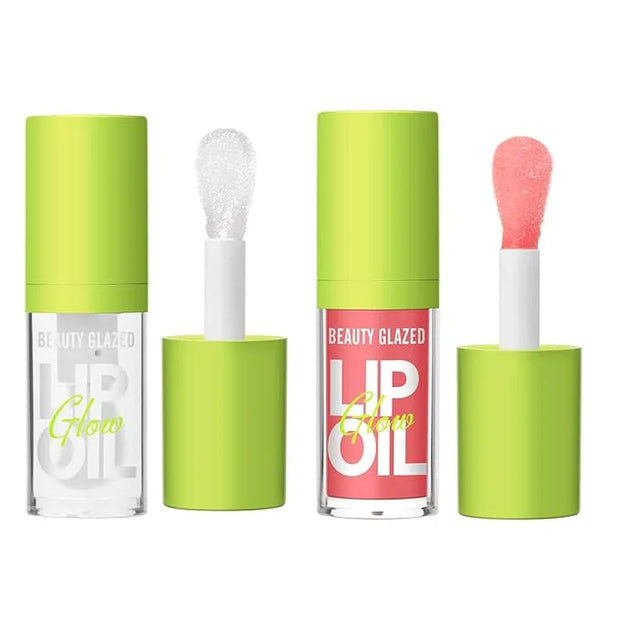 Beauty Glazed Big Brush Head Lip Oil, Ultra-Hydrating & Nourishing, Smooth Glossy Finish Lip Glow Oil, Shiny and Vegan Tin...