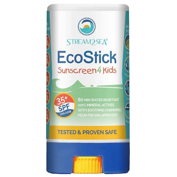 STREAM2SEA EcoStick SPF 35 Mineral Sunscreen Stick, Sweat Water Resistant Sunblock, USDA Approved Biodegradable Paraben Fr...