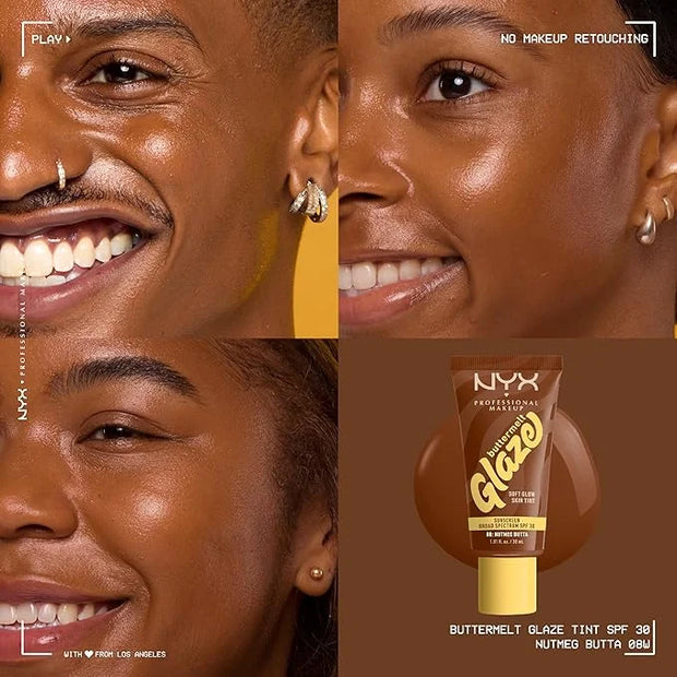 NYX PROFESSIONAL MAKEUP Buttermelt Glaze Soft Glow Skin Tint + SPF 30, Up To 12HR Wear, 08 Nutmeg Butta - Product Image