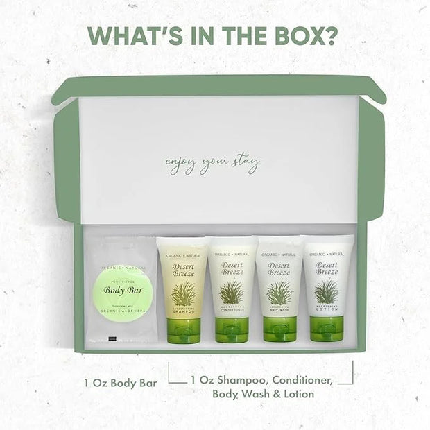 Amenity Kit | Boxed Hotel Toiletries Bulk Set | 1 oz Shampoo, Conditioner, Lotion, Body Wash & Body Bar Soap | 1 Set per C...