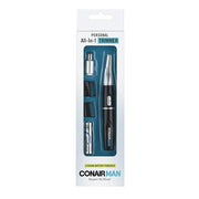 ConairMAN All-in-One Personal Trimmer for Men, for Nose, Ear, Eyebrows and Sideburns Hair Trimmer, 4 piece Men's Grooming ...