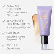 Saie Sunvisor Broad Spectrum Sunscreen Moisturizer SPF 35 - Hydrating Daily Face Sunscreen with 100% Sheer Mineral Zinc Ox...