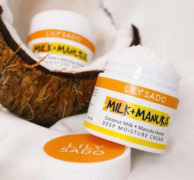 LILY SADO MILK+MANUKA™ Coconut Milk and Manuka Honey Natural Face Moisturizer - Non Greasy Organic Facial Cream with Cocoa...