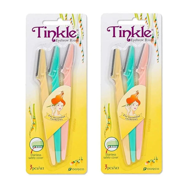 Tinkle Dermaplaning Tool 6ct, Dermaplane Razor for Women, Safe and Easy Peach Fuzz Remover, Eyebrow Trimmer with Protectiv...