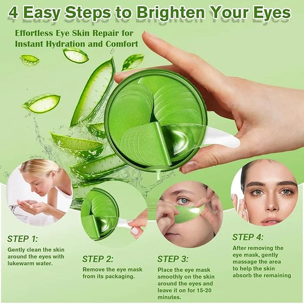 Aloe Vera Eye Gel Patches 2 Pack 120 PCS, Soothing & Hydrating, Reducing Dark Circles and Puffiness, Collagen-Infused Eye ...
