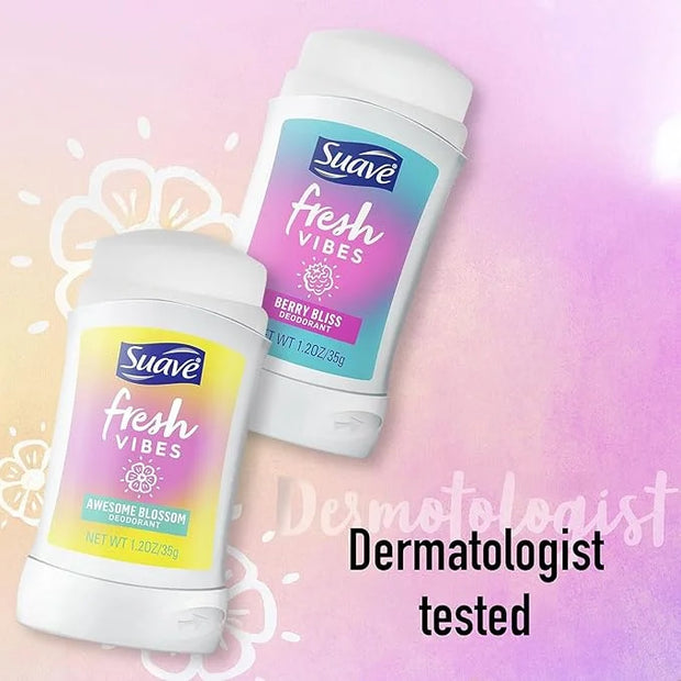 Suave Aluminum-Free Deodorant, Kids & Teen Girls – Fresh Vibes Berry Bliss & Awesome Blossom, 48H Protection, 1.2 Oz Ea - ...