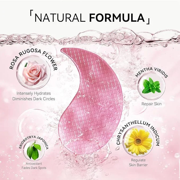 BREYLEE Pink Rose Eye Mask– 60 Pcs - Puffy Eyes and Dark Circles Treatments – Look Younger and Reduce Wrinkles and Fine Li...