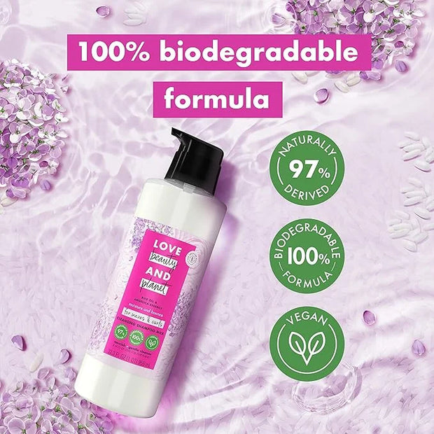 Love Beauty and Planet Shampoo Milk Moisture and Bounce for Waves and Curls Rice Oil and Angelica Essence 100 percent Biod...