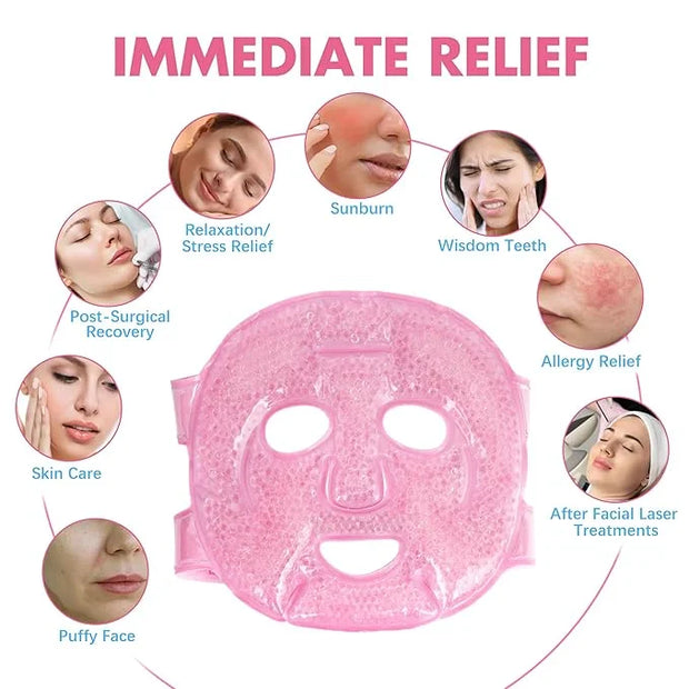 LotFancy Face Ice Pack, Reusable Ice Face Mask, Gel Bead Cold Face Eye Mask, Hot Cold Compress for Puffiness, Facial Routi...
