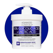 Advanced Clinicals 10% Glycolic Acid + Lactic Acid Lotion Exfoliant Moisturizing Cream With Hyaluronic Acid Moisturizer | ...