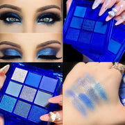 9-Color Glitter Matte Eyeshadow Palette, Silver Grey, Light Blue, Highly Pigmented Waterproof Corpse Bride Makeup for Blue...