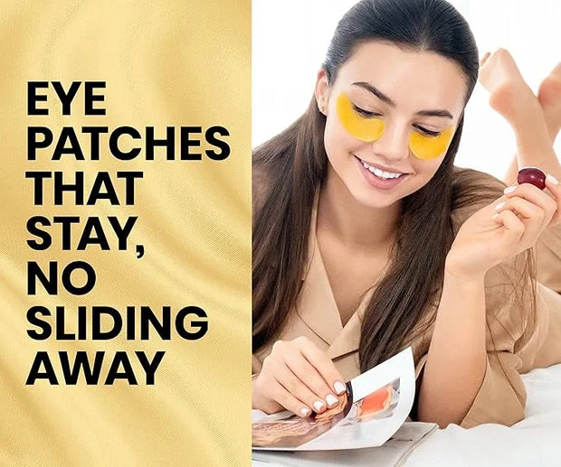 Stylia Under Eye Patches for Dark Circles and Puffy Eyes (30 Pairs) - 24k Gold Under Eye Mask with Vitamin C, Hyaluronic A...