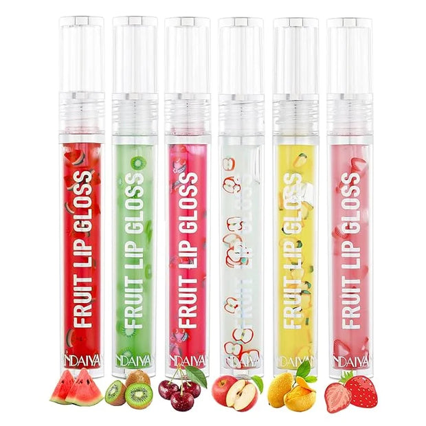 6 Pcs Fruity Lip Oil, Hydrating Moisturizing Shiny Lip Glaze, No Sticky Hydrating Lip Gloss Tinted Lip Balm, Lightening Li...