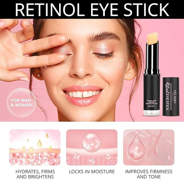 VELAMO ADVANCED Retinol Eye Stick: Retinol Eye Cream for Dark Circles and Puffiness with 1% Bakuchiol and Caffeine - Visib...