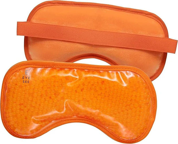 Eye See Plush Gel Eye Mask for Puffy Eyes, Orange - Cold Eye mask to Treat Dark Circles, Sinuses, Dry Eyes, and for Allerg...