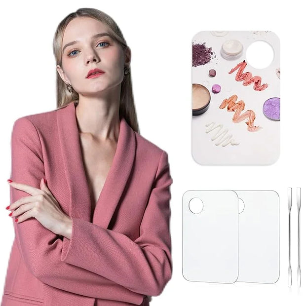 2PCS Acrylic Cosmetic Palette with 2PCS Spatula Tool,Makeup